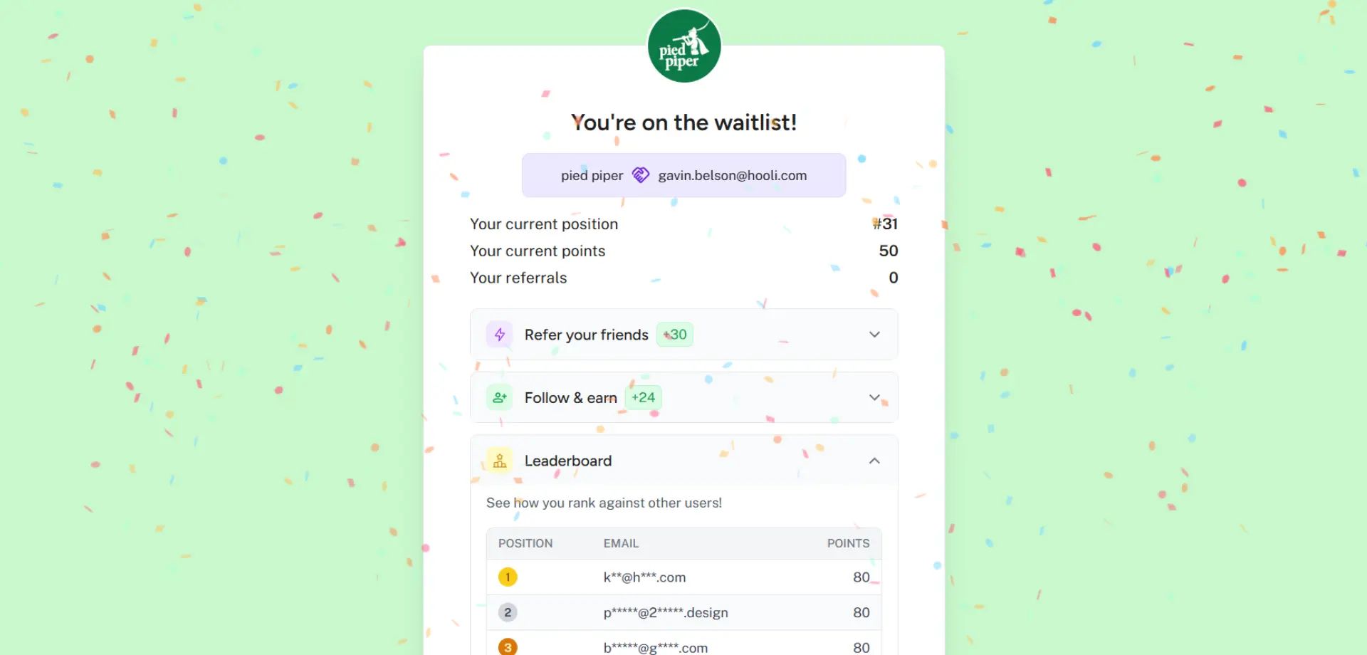 Thank-you page example