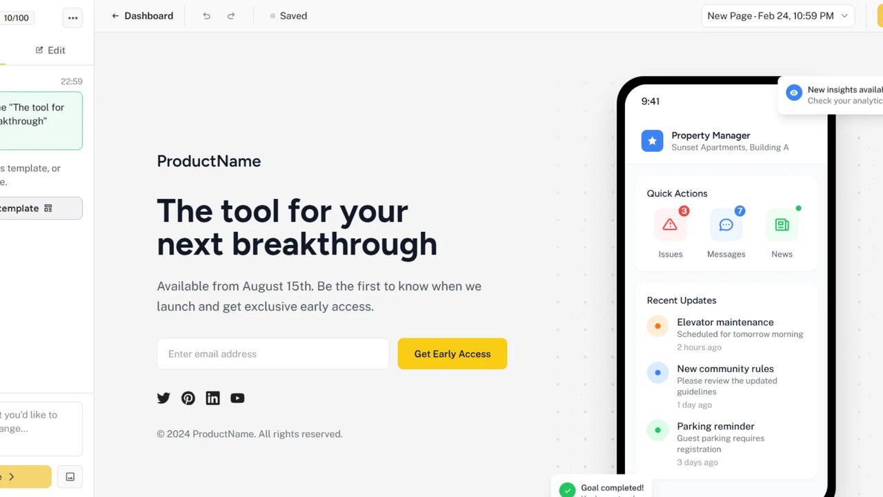 AI page builder editor