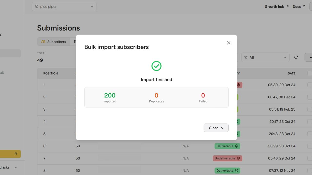 Bulk Import Subscribers
