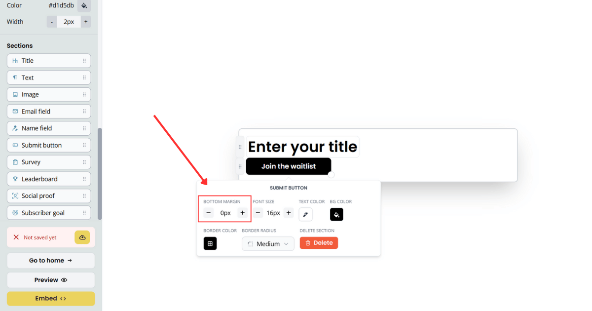 Adjusting section spacing in the form