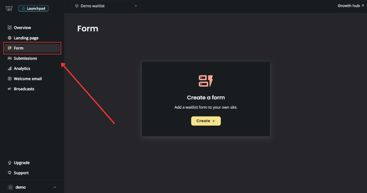 Navigate to form dashboard