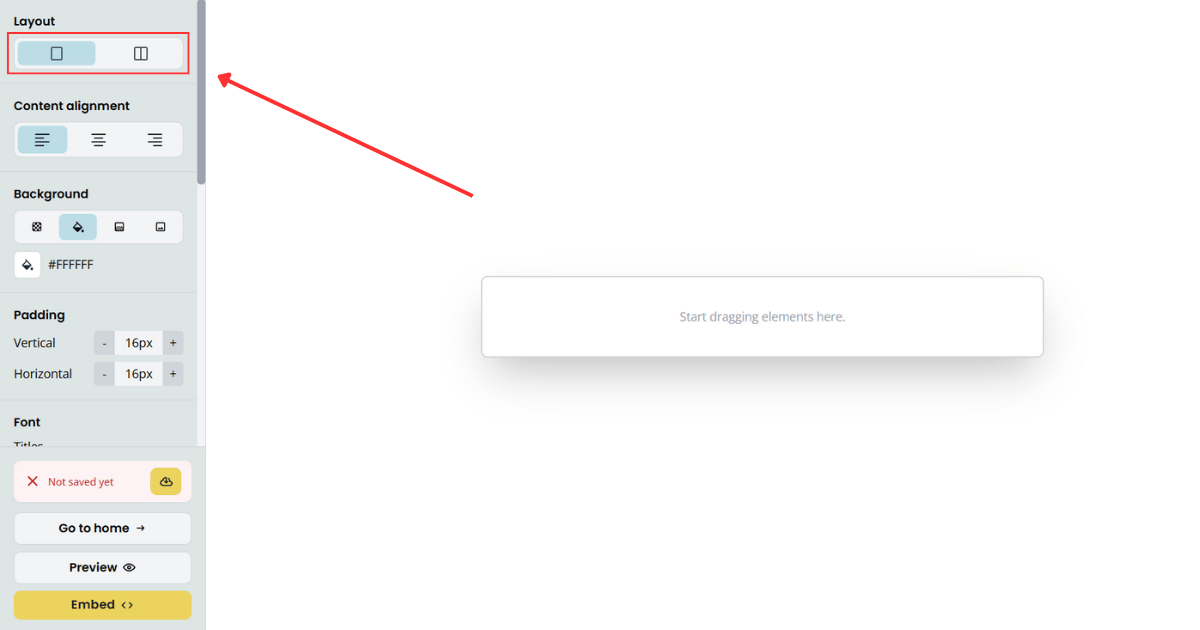Layout options in the form builder