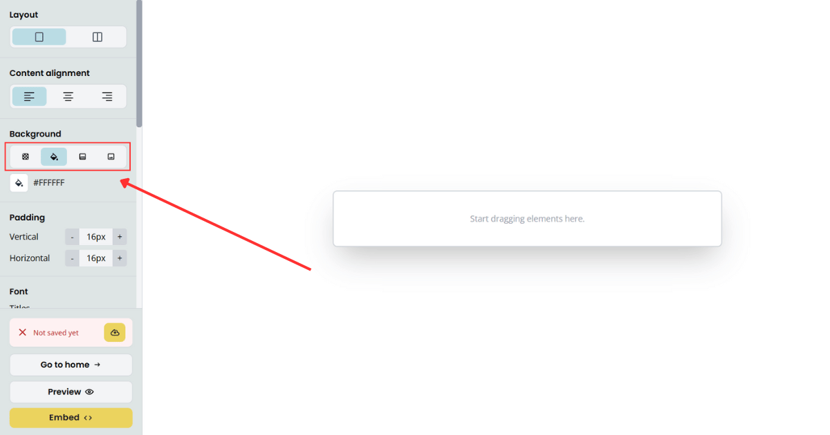 Background options in the form builder