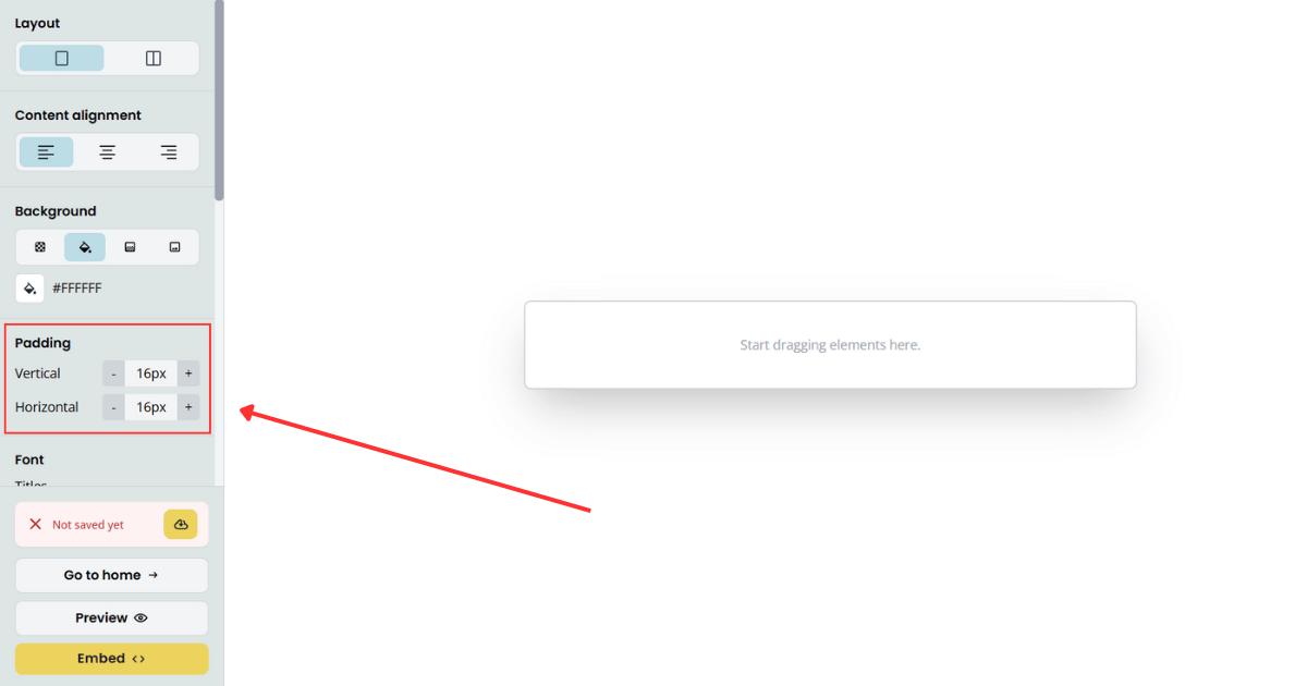 Padding options in the form builder