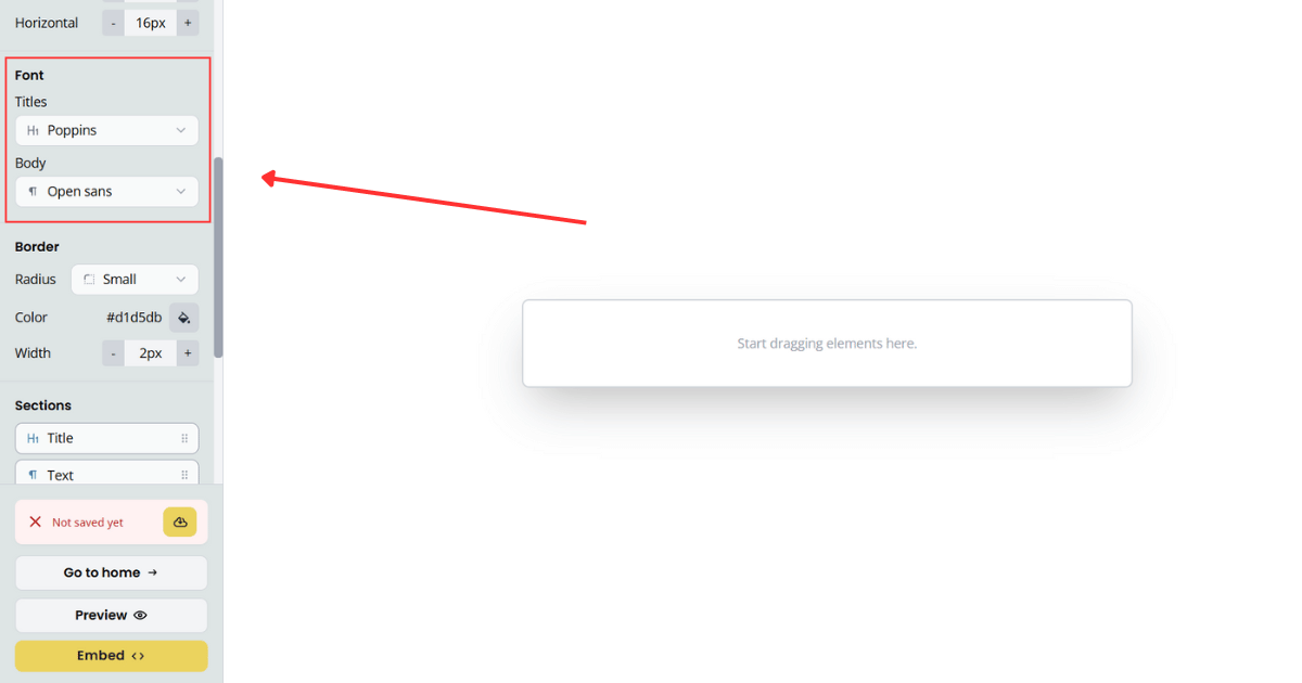 Typography options in the form builder