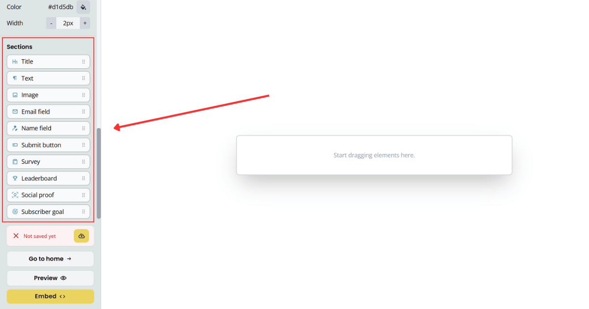 Adding sections to form
