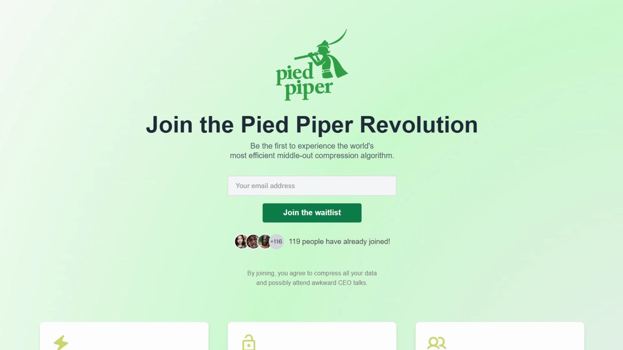 Example landing page created with Waitlister