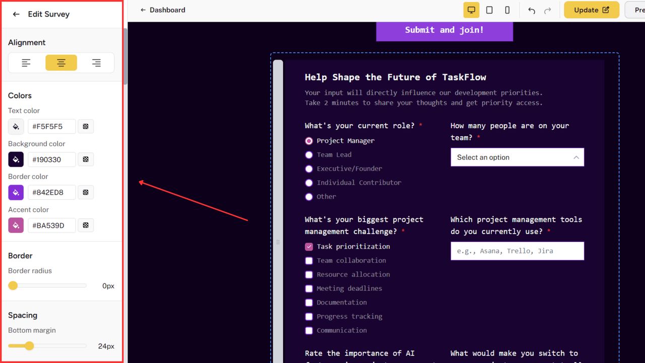 Survey basic settings