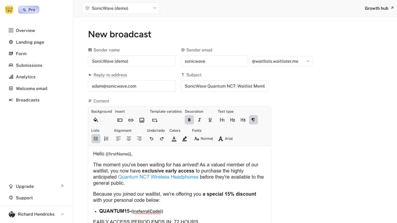 Ecommerce waitlist example