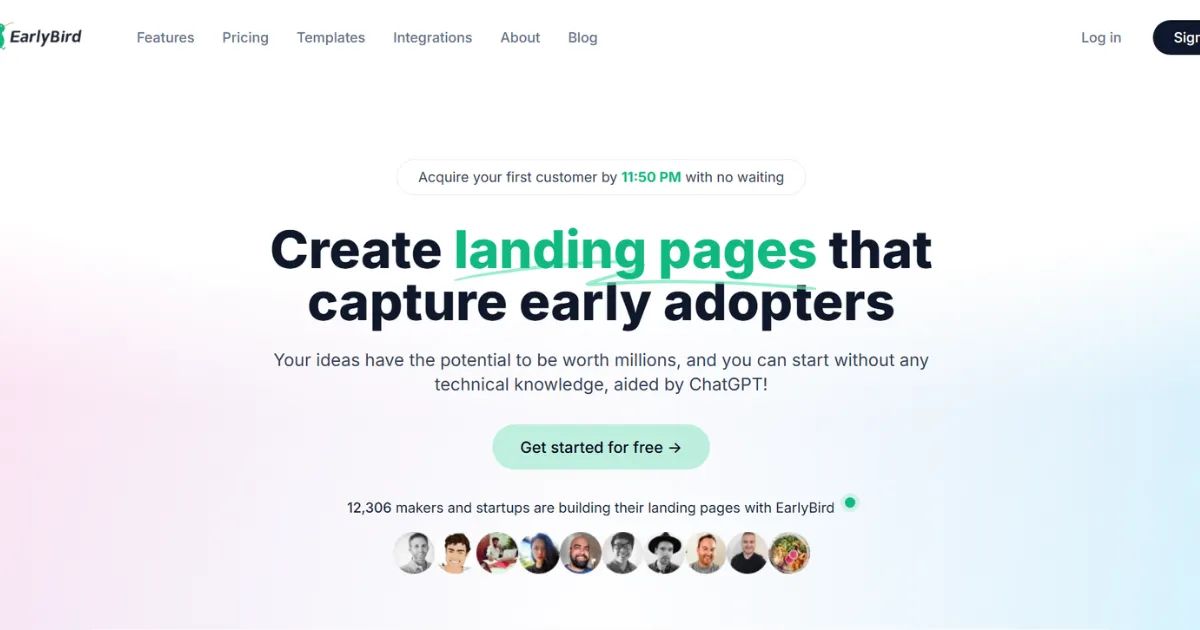 EarlyBird homepage