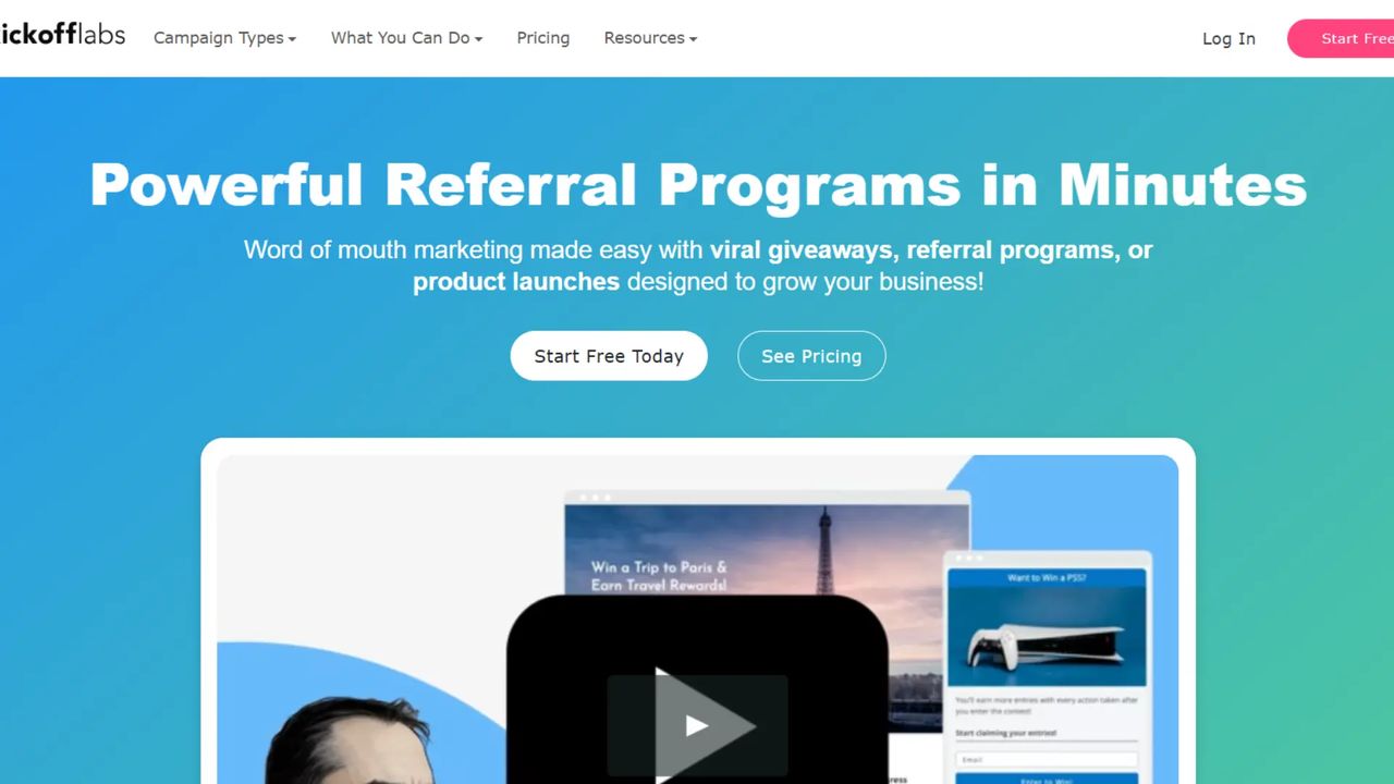 KickoffLabs homepage