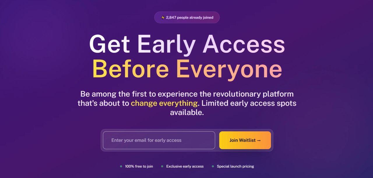 SaaS beta waitlist landing page