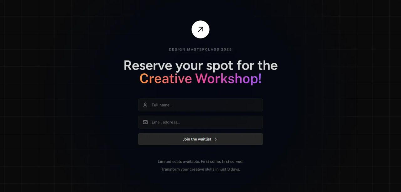 Dark Mode Workshop - Events & courses waitlist template