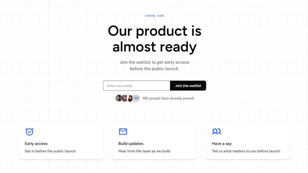 Waitlist landing page template