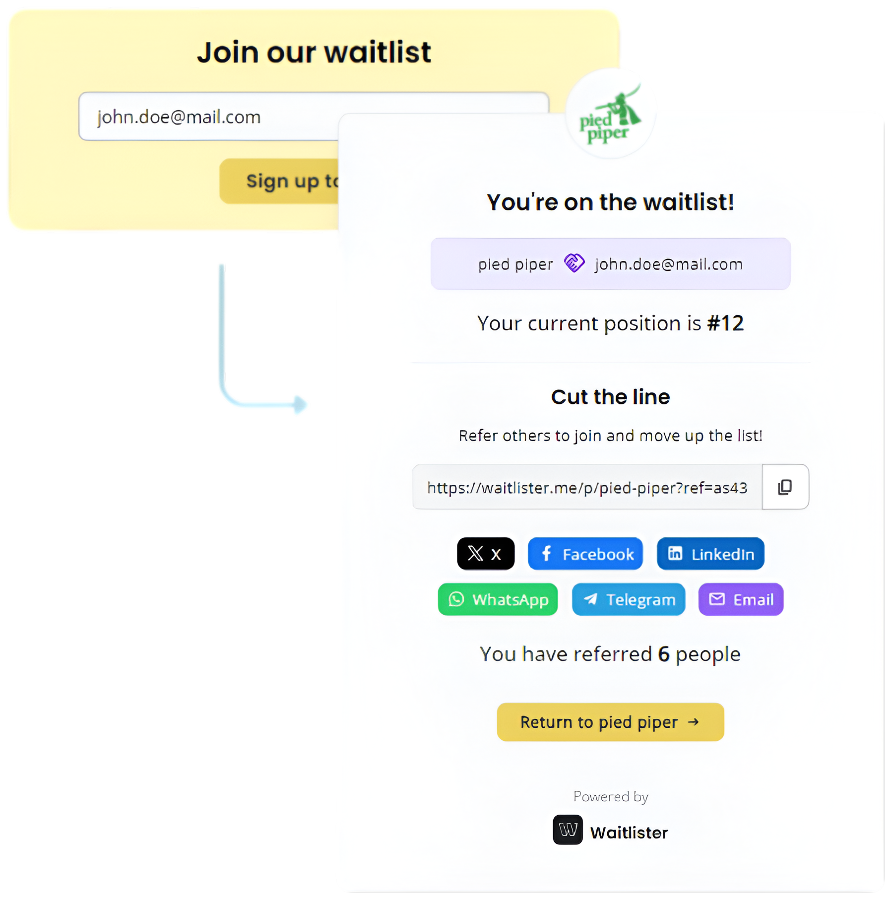 Waitlist and success page