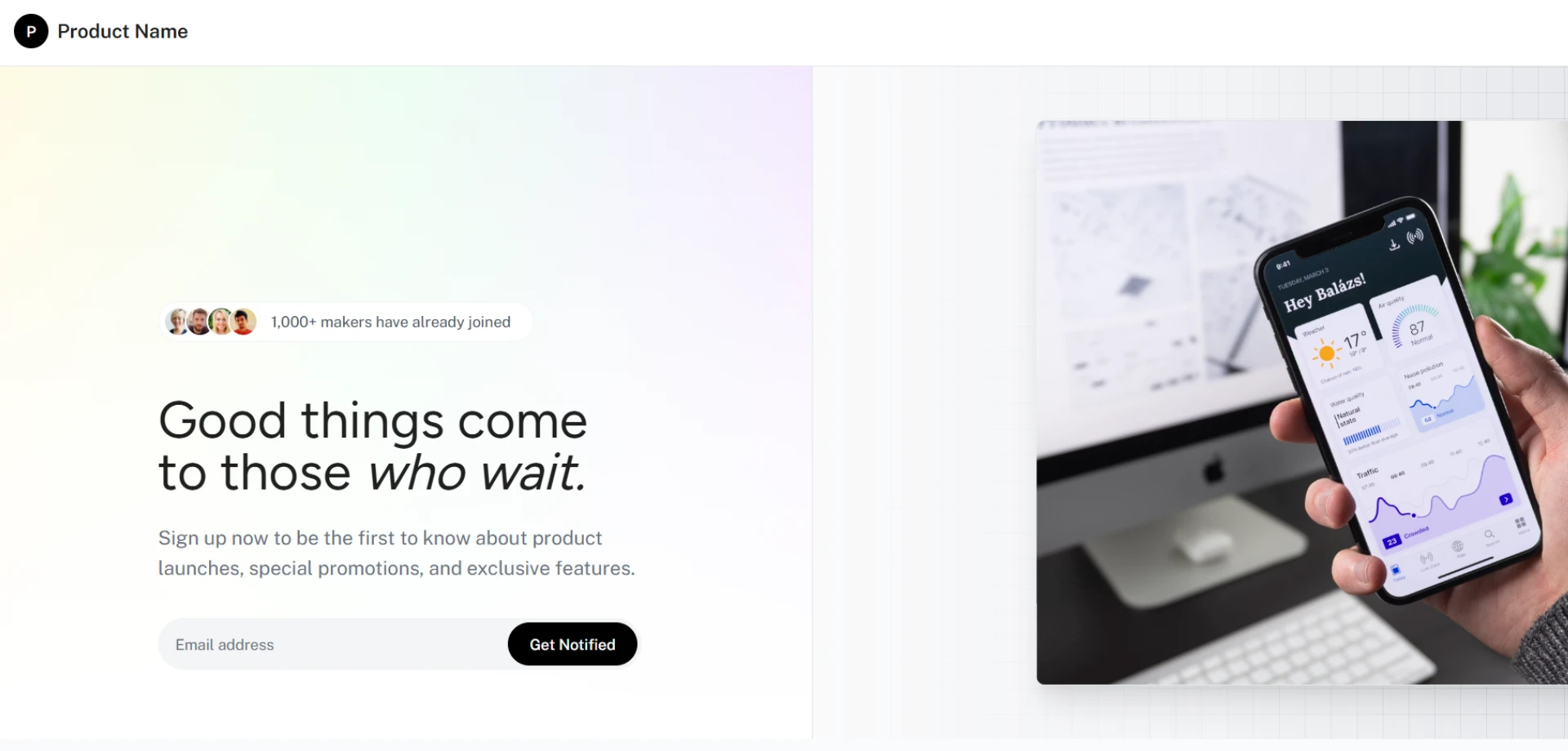 Waitlist landing page example