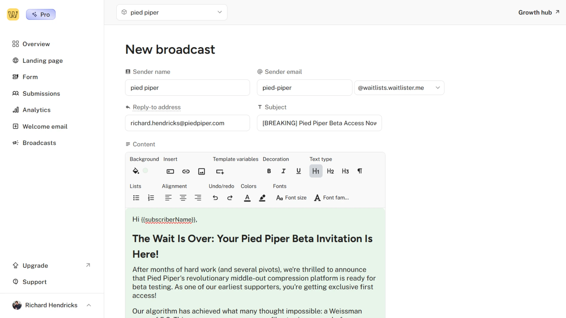 Email updates for app waitlist