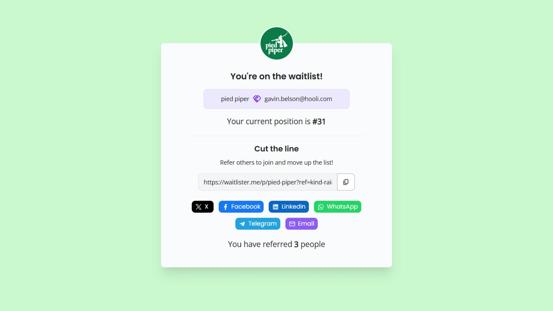 Thank-you page demo