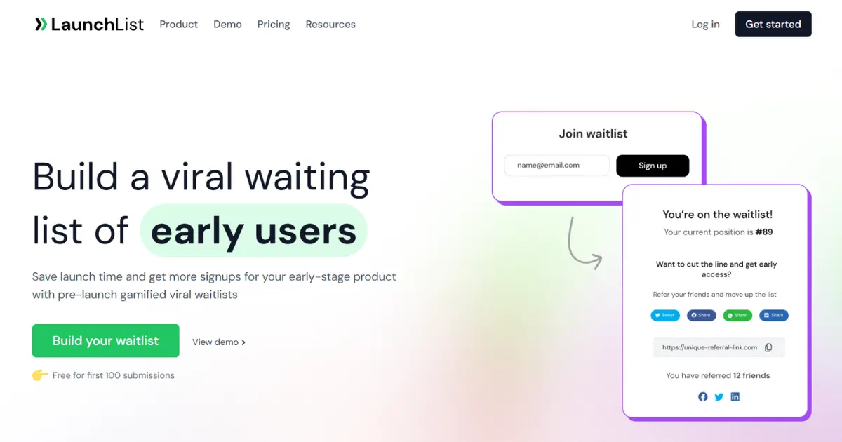 LaunchList homepage