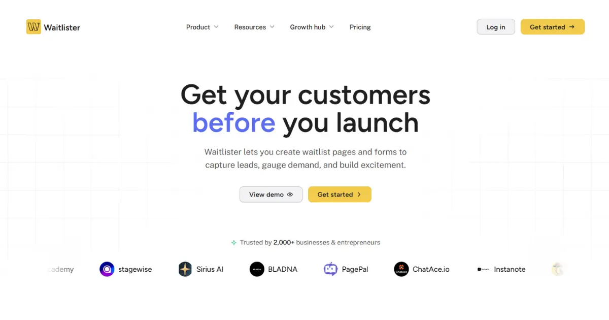 Waitlister homepage